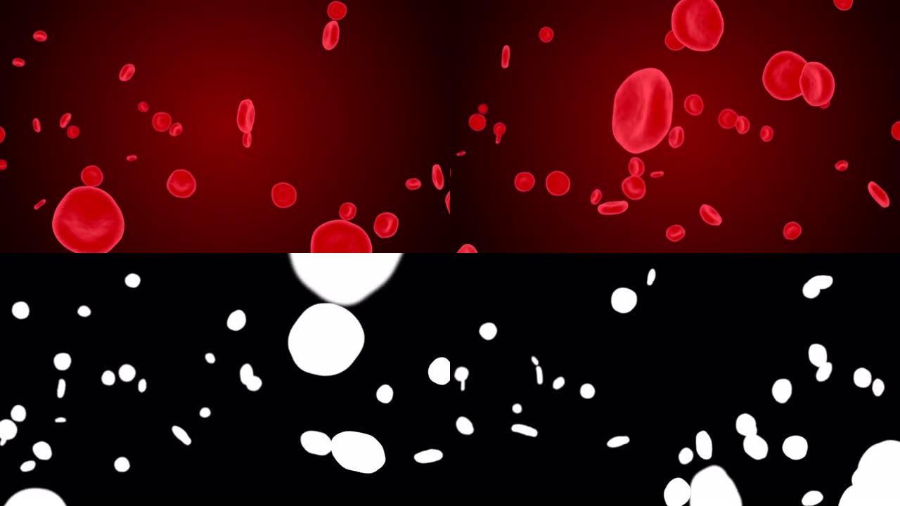 人体动脉循环动画中的3d医用血细胞。