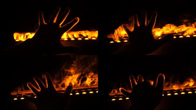 暖手仿制水蒸汽和灯的火焰气体燃烧器上的轮廓