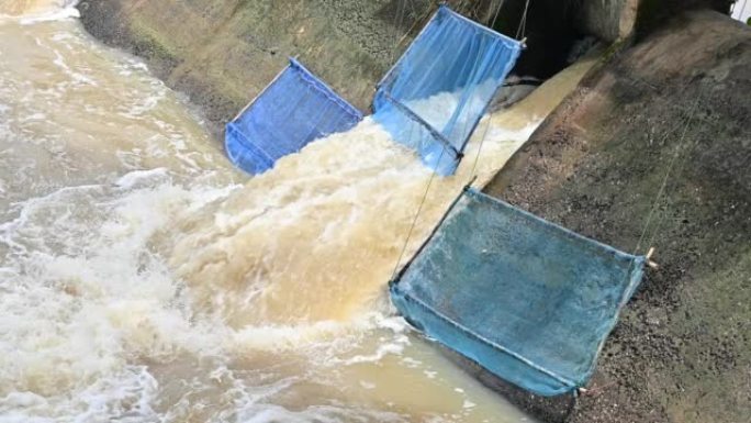 Dam release water for prevent flooding after heavy