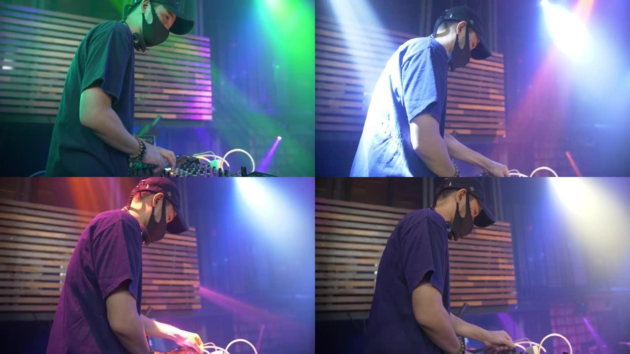 DJ在俱乐部混音和跳舞音乐