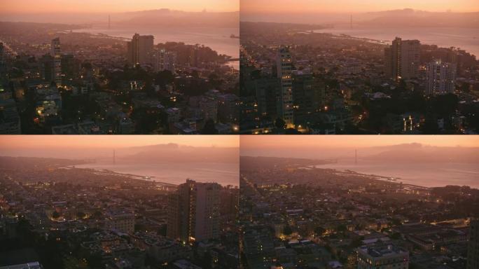 黄昏时在加利福尼亚州旧金山上空