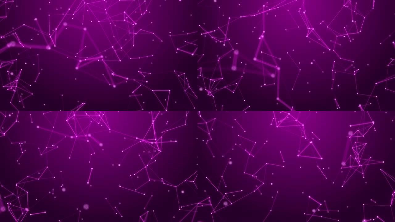 抽象流动连接三角丛点紫色环背景