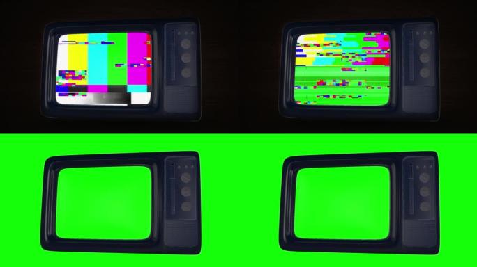 3D渲染电视在黑色反射表面循环背景动画。