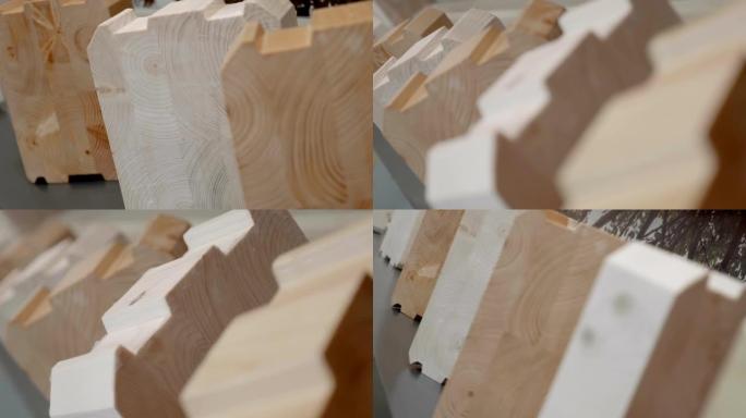 来自不同类型木材的胶合木材的木块样品