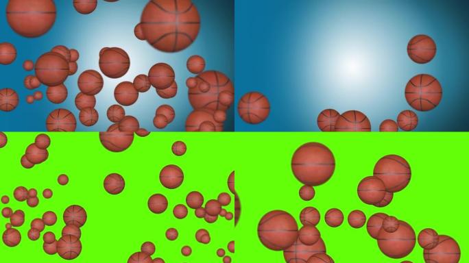 旋转球3D渲染4K的绿屏动画篮球。篮球锦标赛