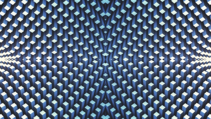 【4K时尚背景】灰蓝梦幻几何空间方块矩阵