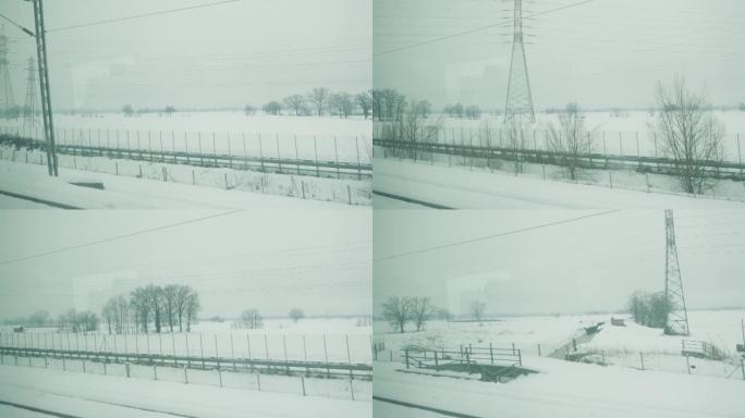 火车侧视图: 冬季旅行