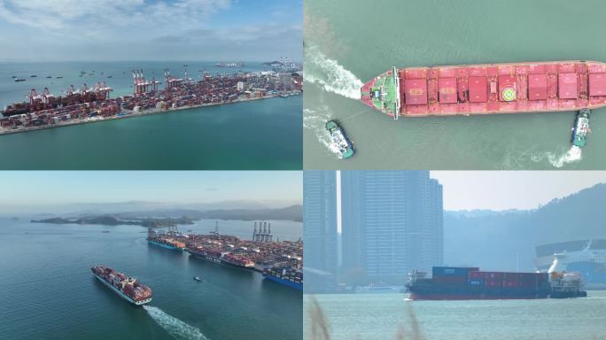 大型码头、货船、船只物流整合