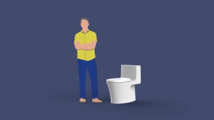 站在厕所附近的男人的剪影