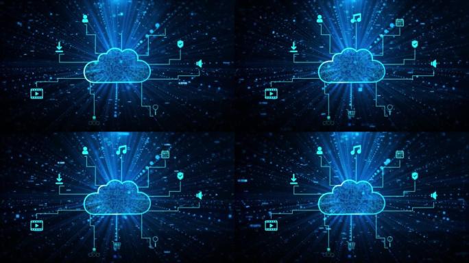 大数据云计算HUD和icon数字网络空间物联网概念。