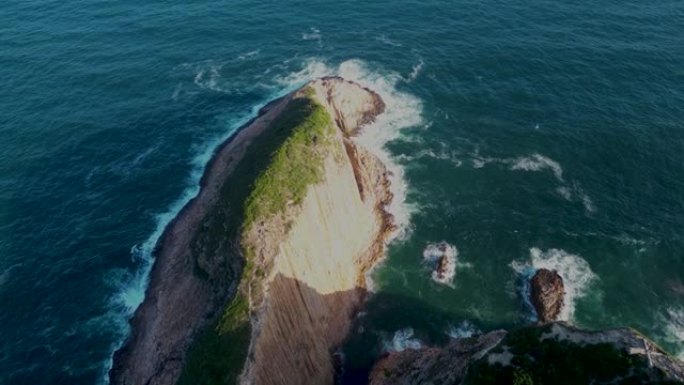 香港蒲平洲六角柱俯拍俯视沿海地区海岛礁石