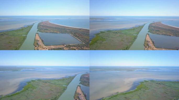 Musura湾和多瑙河流入黑海的鸟瞰图