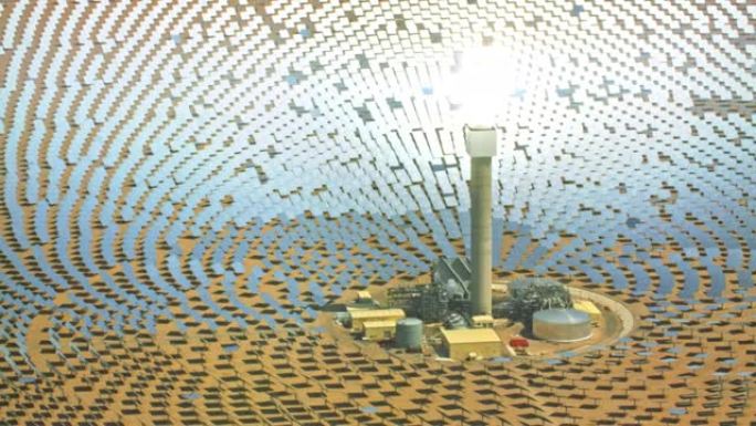 内华达州托诺帕附近新月沙丘太阳能的镜子照亮了空中太阳能塔