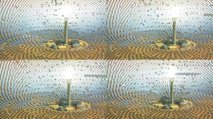 内华达州托诺帕附近新月沙丘太阳能的镜子照亮了空中太阳能塔