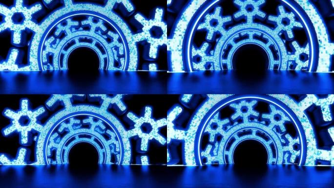 3D动画中的雪花灯隧道