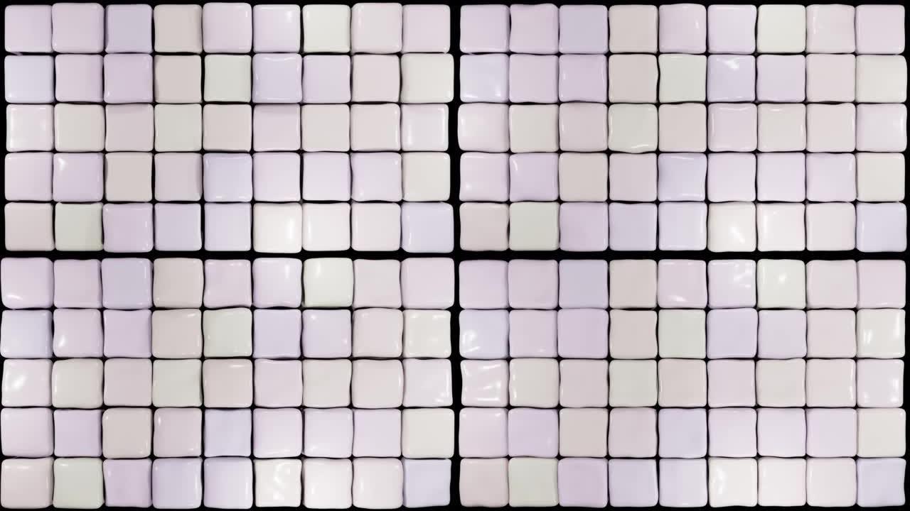 3D动画脉动白色弹性立方体。白色软立方体随机移动图案。果冻立方体翘曲。抽象框3d渲染。带有柔和的白色