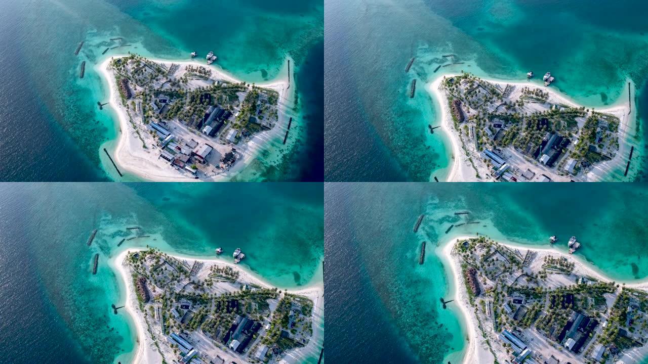 空中无人机拍摄了一个小旅游岛