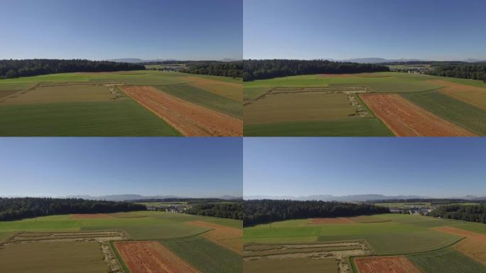 空中无人机拍摄农村农田