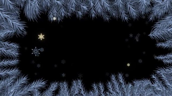 圣诞快乐4k动画树冬季雪秋季冬季循环背景。