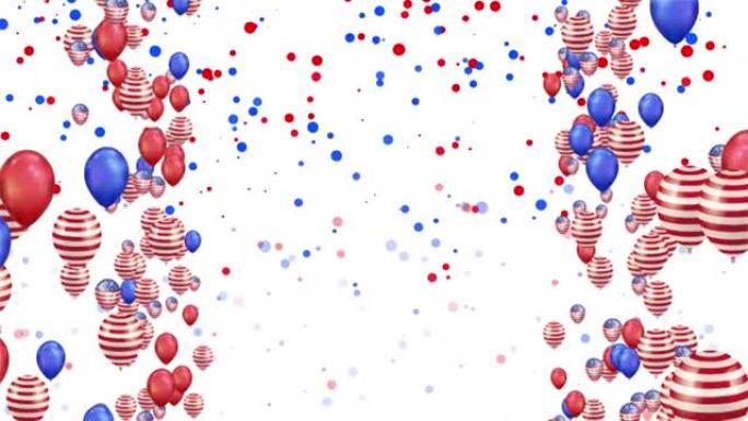 美国的独立日。退伍军人节。美国7月4日节日问候气球循环背景