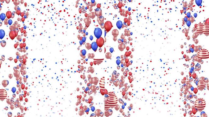 美国的独立日。退伍军人节。美国7月4日节日问候气球循环背景