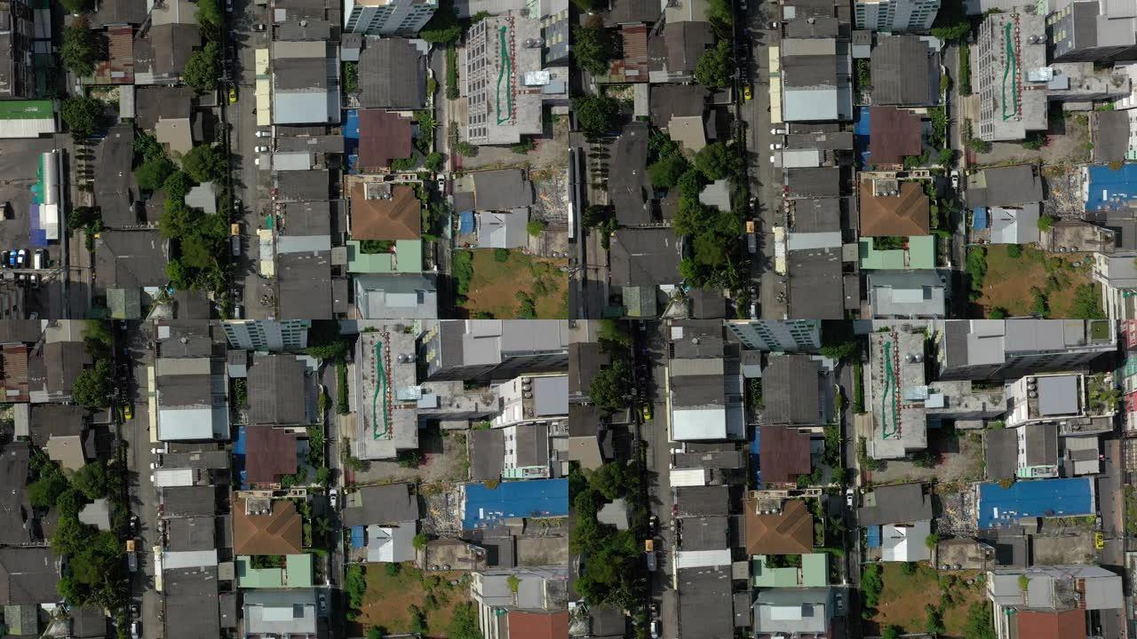 曼谷城市旧建筑空中俯拍全景4k泰国