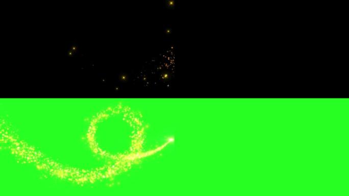 金光闪闪的闪光粒子和闪光星尘痕迹动画。