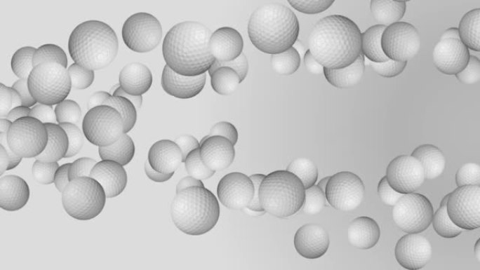 下落的金色高尔夫球的循环3D动画渲染4k背景。