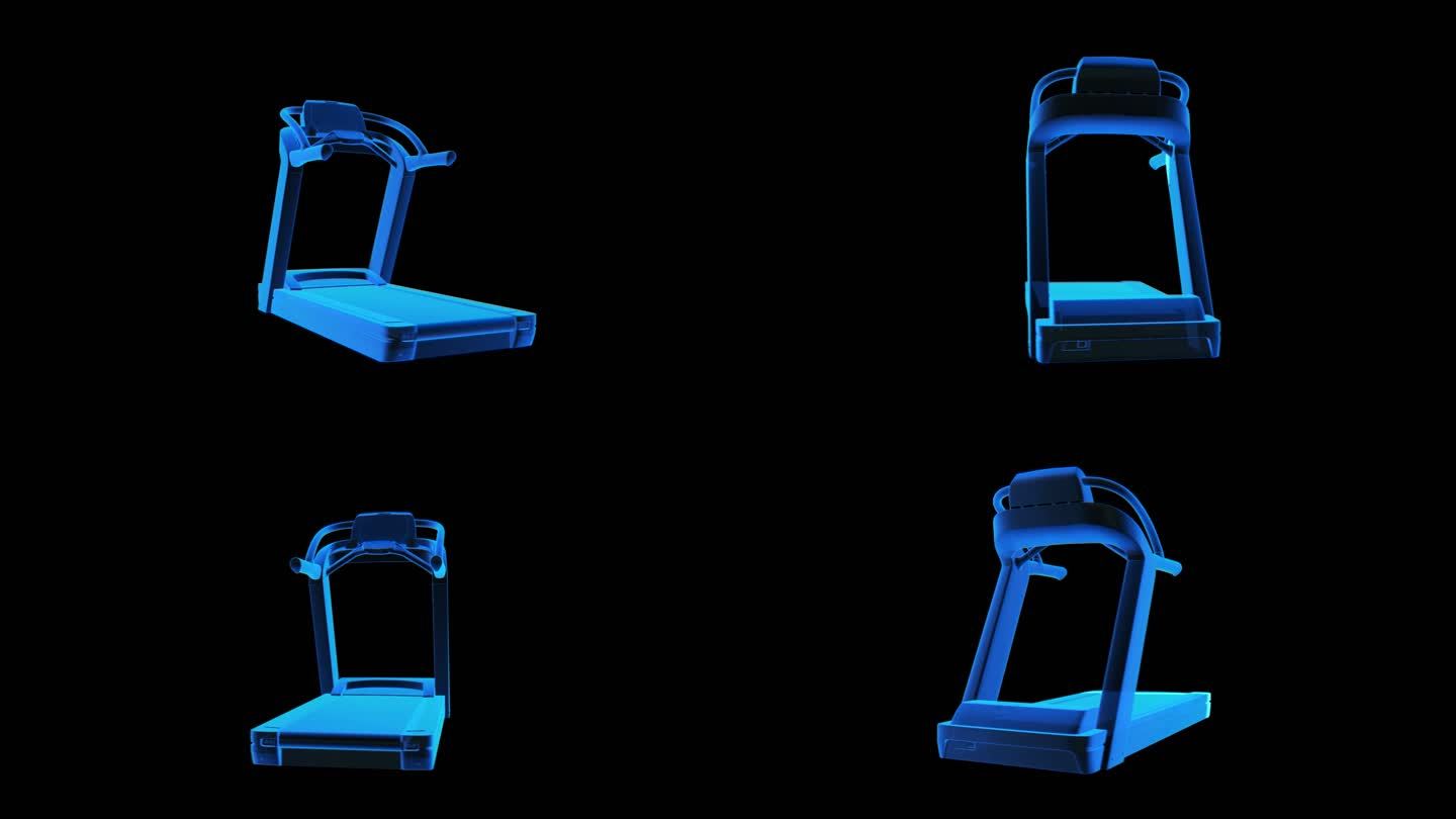 跑步机蓝色科技线条激光扫描通道素材