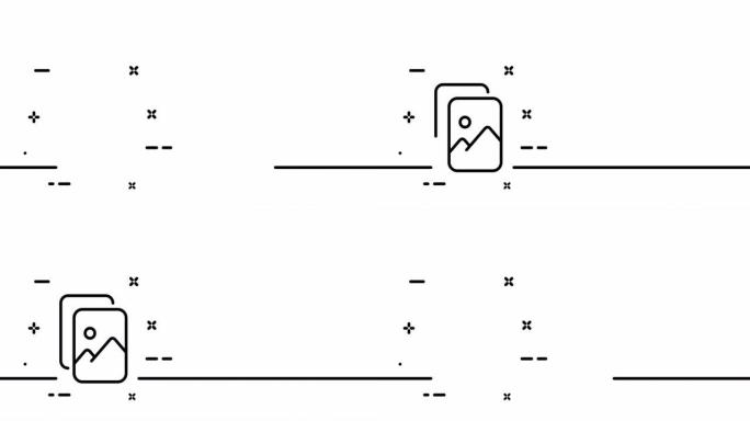 图库。照片，快照，图像，通道，风景，图片，风景，肖像，快照，相机射击概念。一个线条画动画。运动设计。