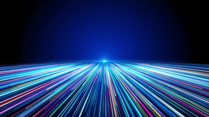 霓虹灯数字光数据传输在网络和互联网高科技线路循环的背景下，