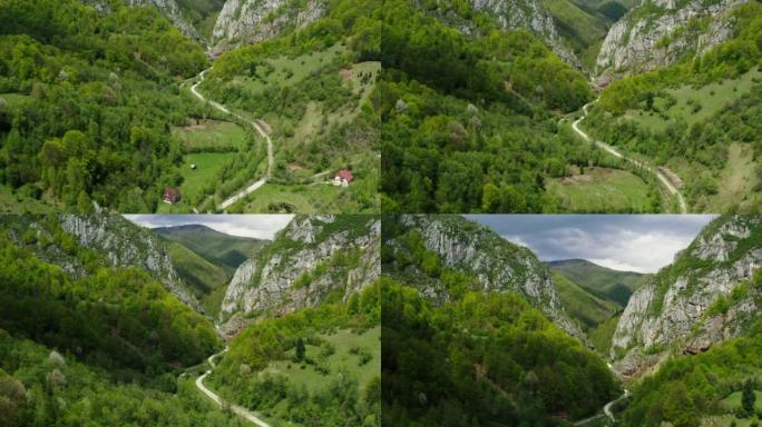 喀尔巴阡山脉绿色森林的鸟瞰图