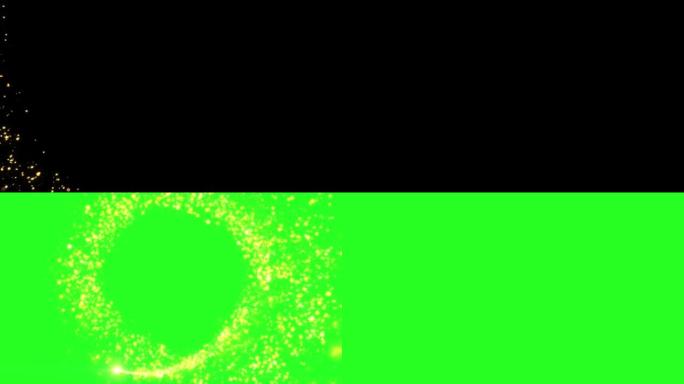 金色波克粒子循环动画神奇闪烁的光芒。圣诞快乐