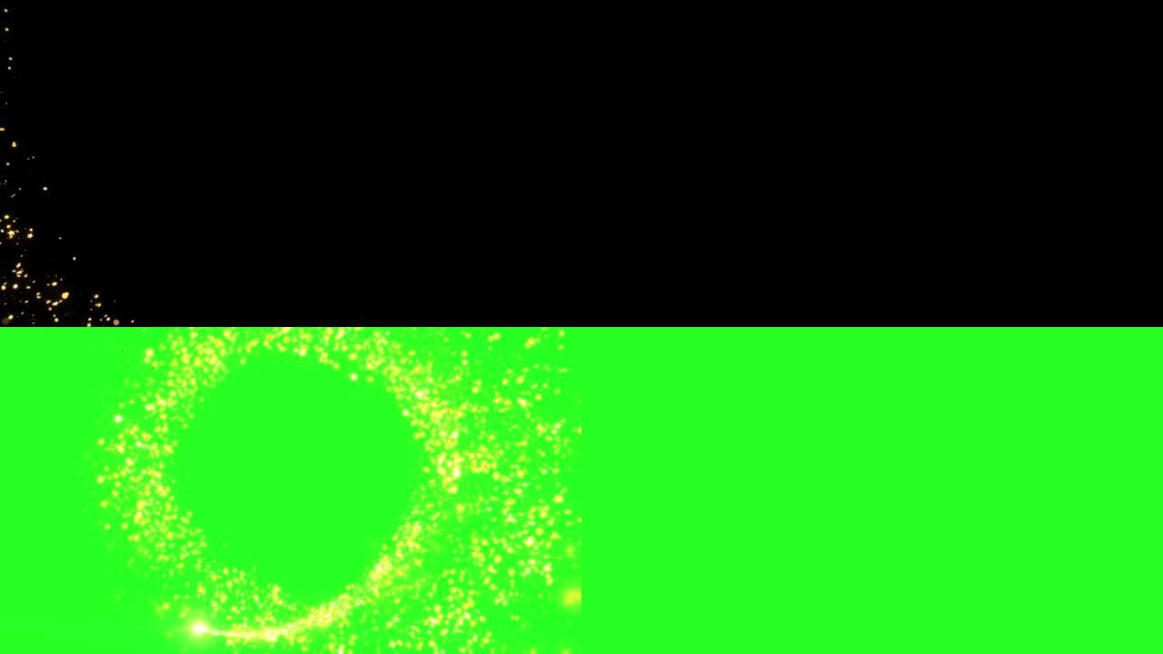 金色波克粒子循环动画神奇闪烁的光芒。圣诞快乐