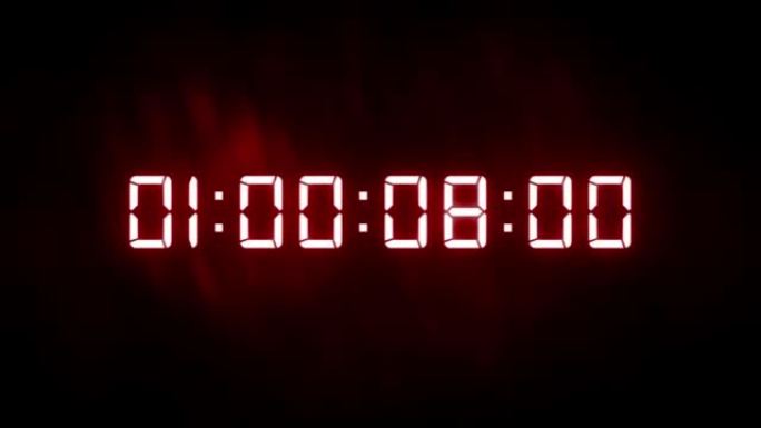 数字时钟倒计时定时器发光二极管电子红色数字背景的3D渲染毛刺数字