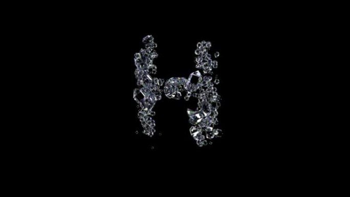 动画字母H-透明辉煌珠宝字体，孤立循环视频