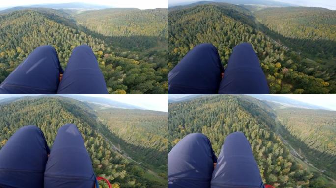 滑翔伞过程中山的鸟瞰图