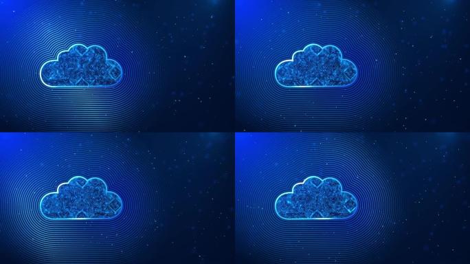 云技术全息图的云循环背景。云存储。