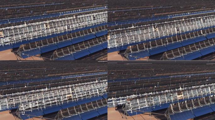 抛物线槽式太阳能发电厂的下降无人机拍摄
