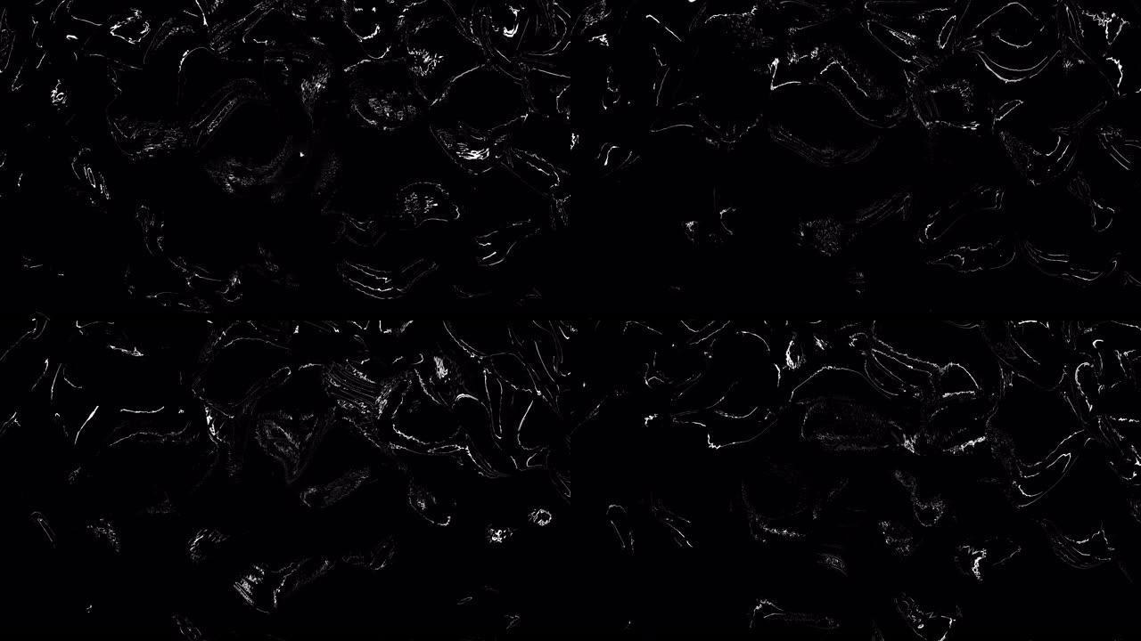 4k深黑液体抽象动画背景。深色流体水面无缝回路。