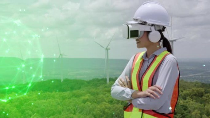 虚拟现实模拟可持续业务，新业务，利用清洁能源发电。