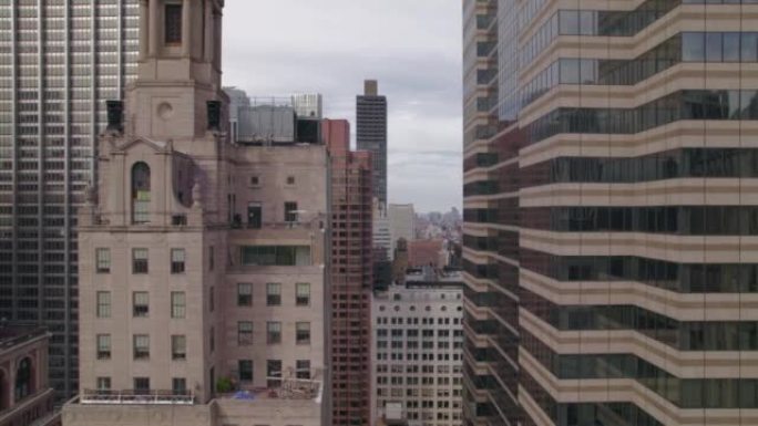 纽约曼哈顿摩天大楼的鸟瞰图。纽约市的华尔街地区