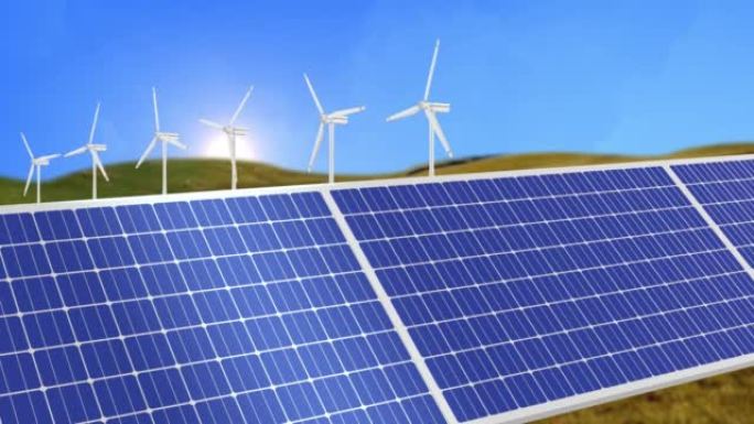 太阳能清洁能源面板光伏发电机可再生绿色能源生产是友好行业。