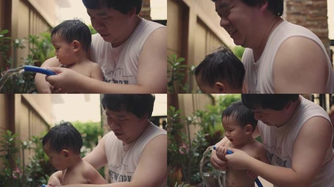亚洲男婴洗澡