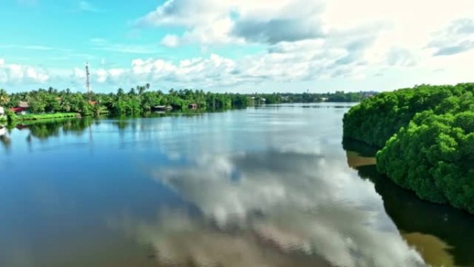 无人机飞越斯里兰卡本托塔甘加河