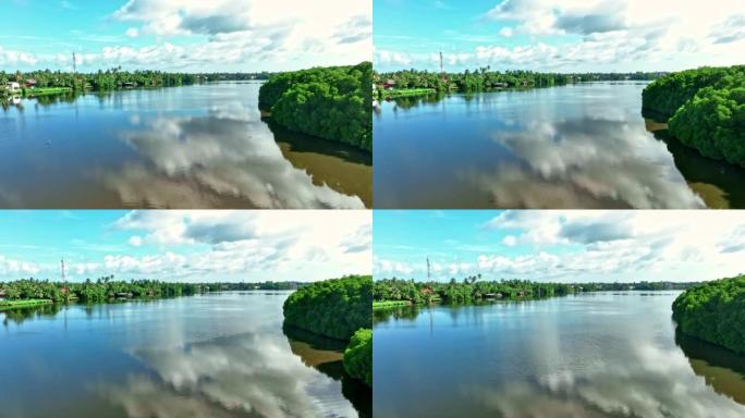 无人机飞越斯里兰卡本托塔甘加河