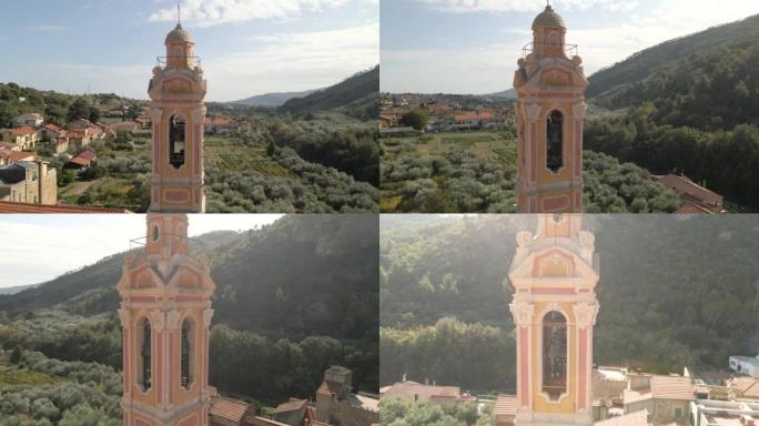 地中海社区、中世纪广场的空中风景