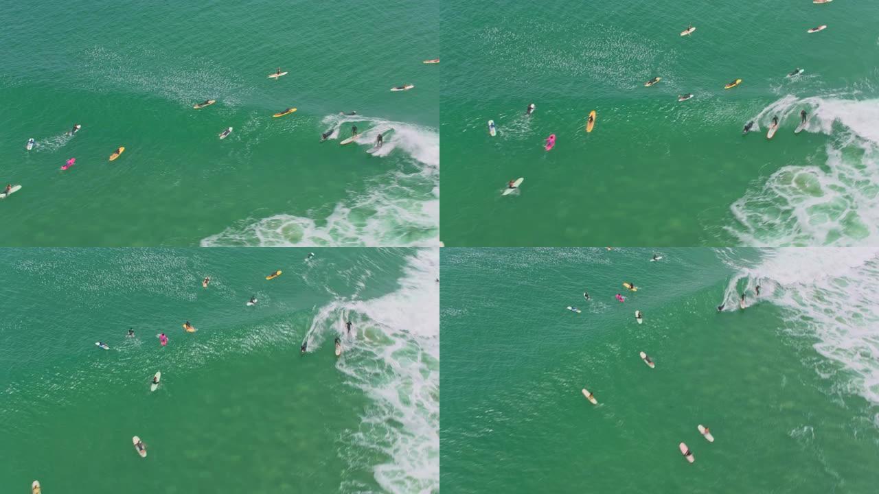 空中冲浪者在加利福尼亚州马里布泻湖州立海滩冲浪