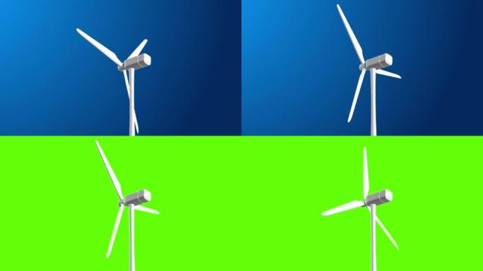 风力发电机未来技术概念的循环动画。电力和技术的未来，