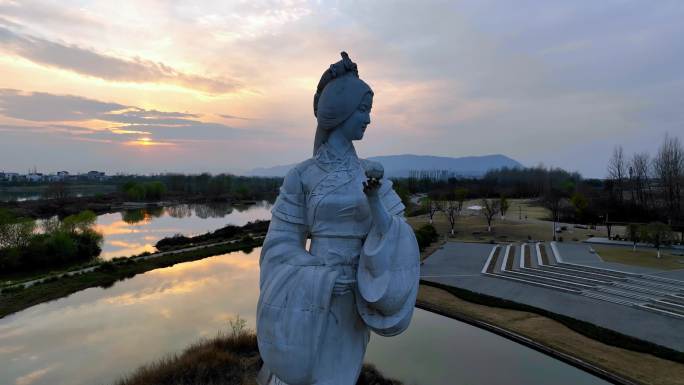 航拍陕西汉中汉水女神